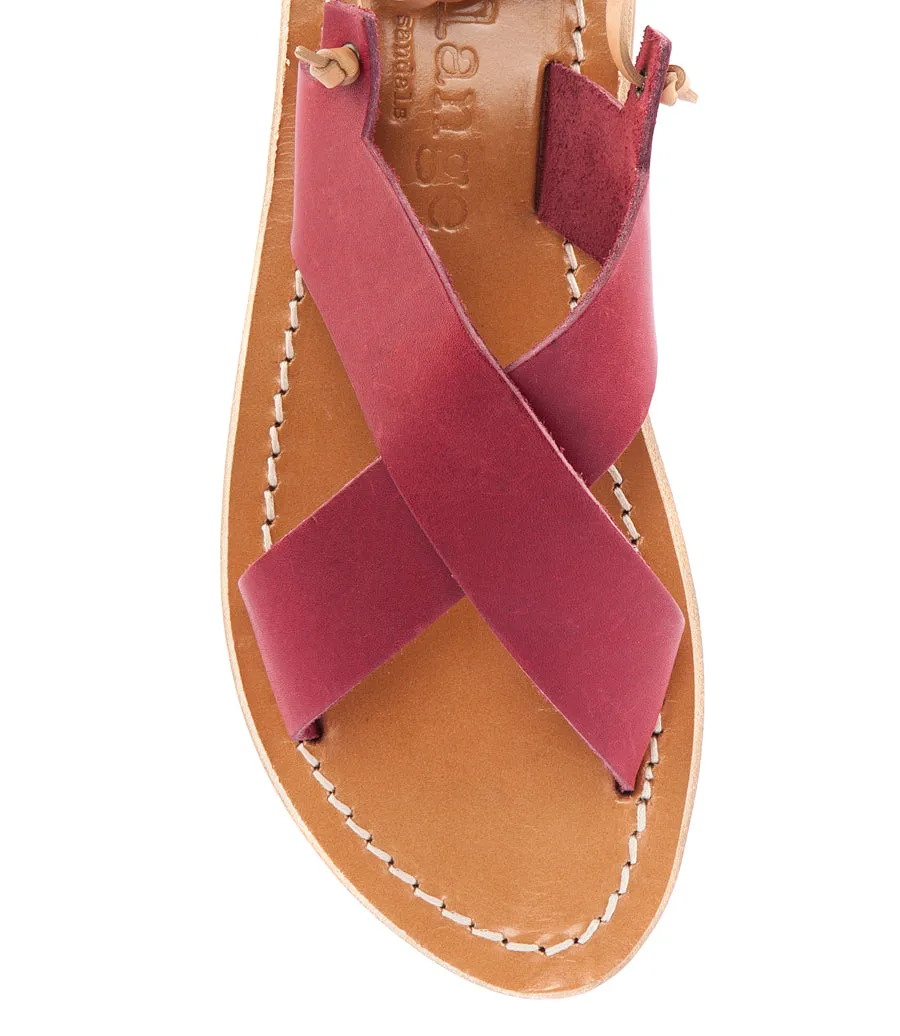 PATMOS CRISSCROSS SANDALS FT ANKLE TIES BORDEAUX