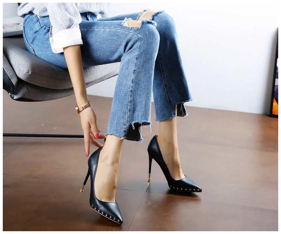 Pointed Toe Rivet Heels