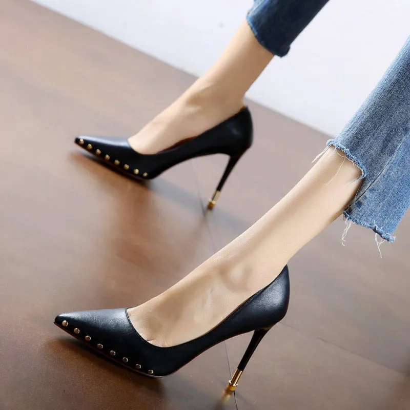 Pointed Toe Rivet Heels