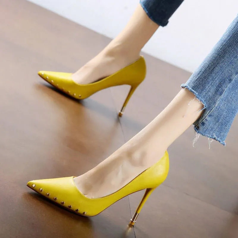 Pointed Toe Rivet Heels