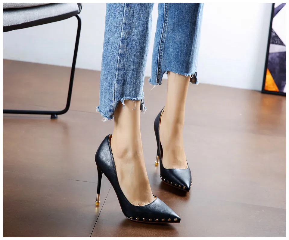 Pointed Toe Rivet Heels