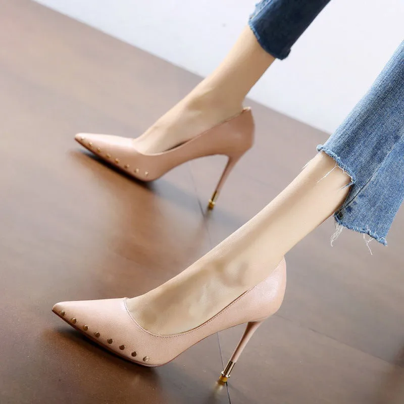 Pointed Toe Rivet Heels