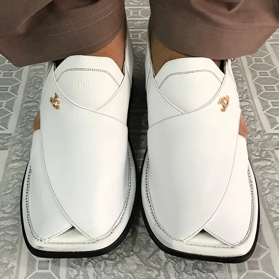 Pure White Kaptaan Peshawari Men's  Chappal