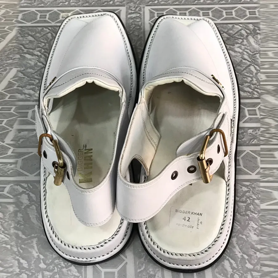 Pure White Kaptaan Peshawari Men's  Chappal