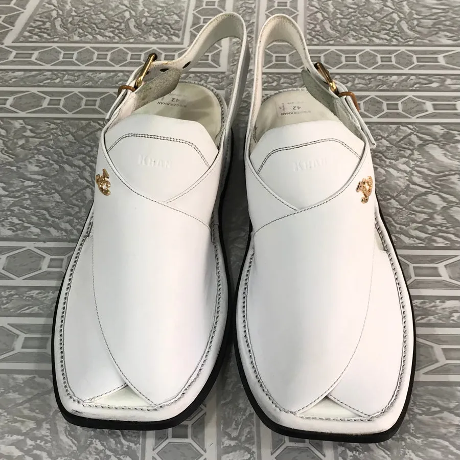 Pure White Kaptaan Peshawari Men's  Chappal