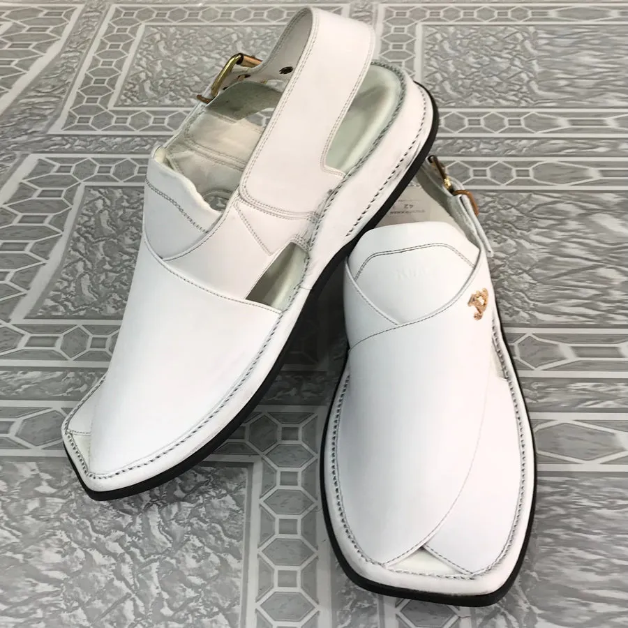 Pure White Kaptaan Peshawari Men's  Chappal