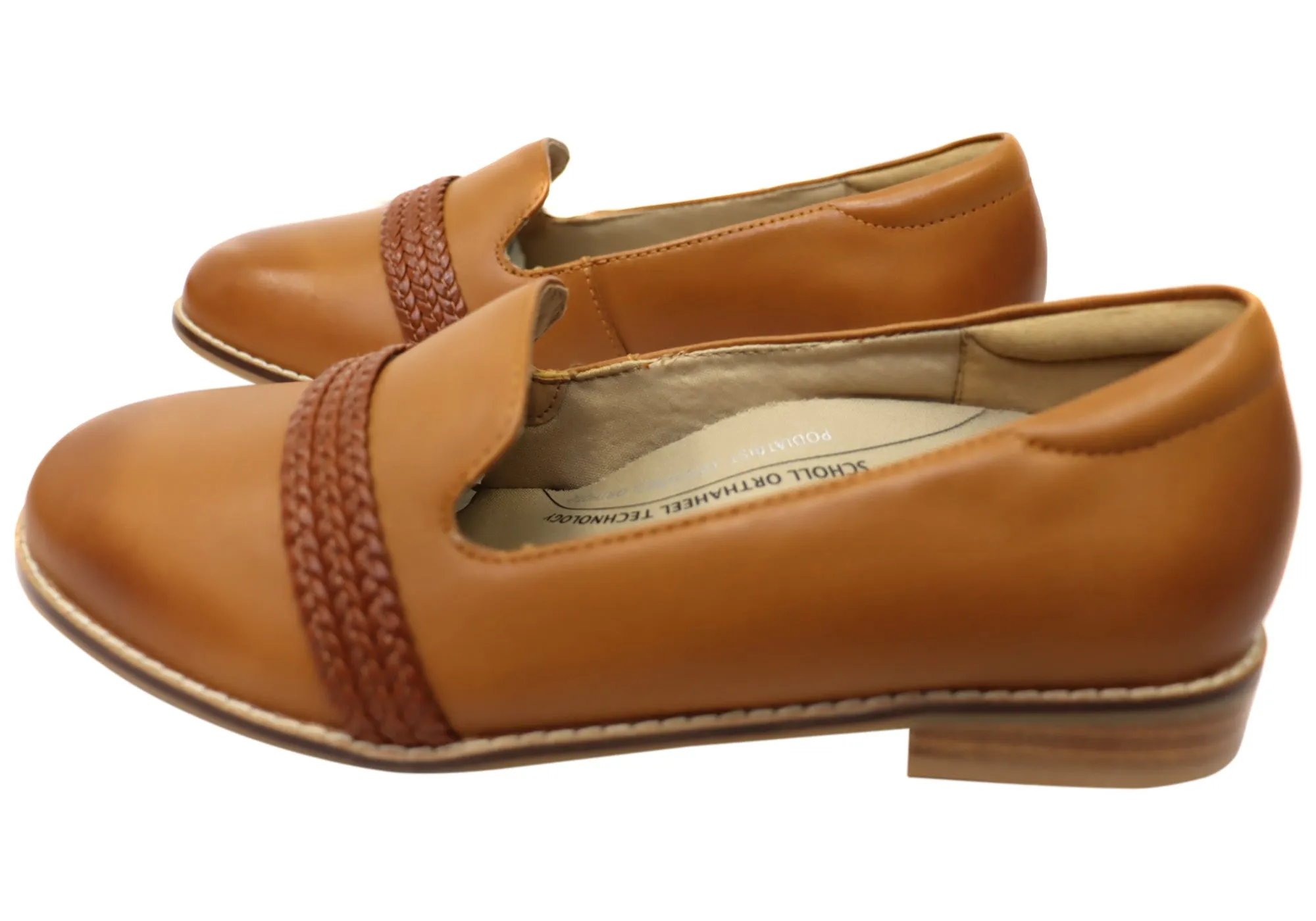 Scholl Orthaheel Tribe Loafer Womens Supportive Leather Comfort Shoes