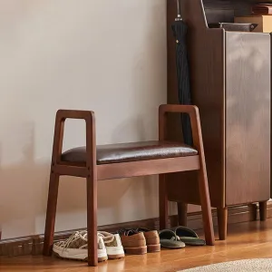 Shoe Bench with Leather Cushion Entryway Bench for Hallway/Mudroom