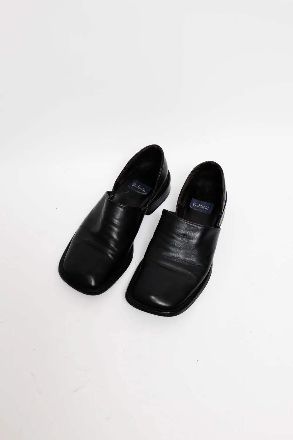 SQUARE TOE 38 BLACK ITALY LEATHER SHOES