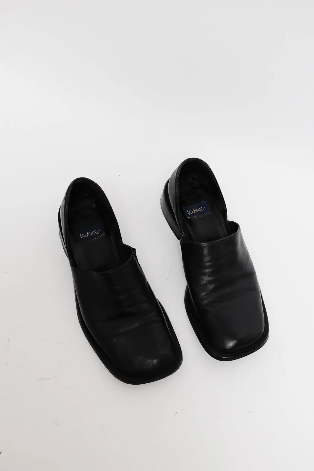 SQUARE TOE 38 BLACK ITALY LEATHER SHOES