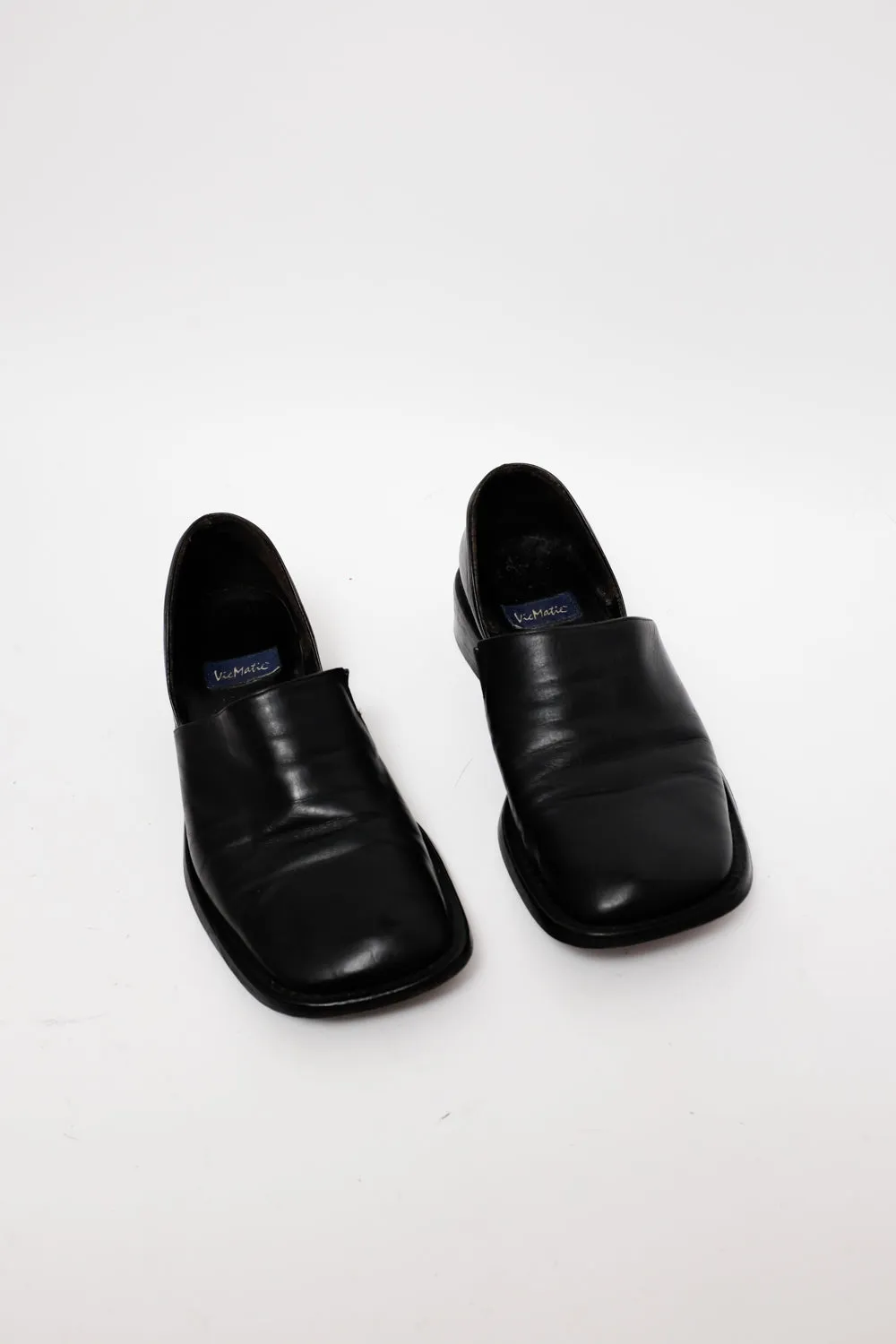 SQUARE TOE 38 BLACK ITALY LEATHER SHOES