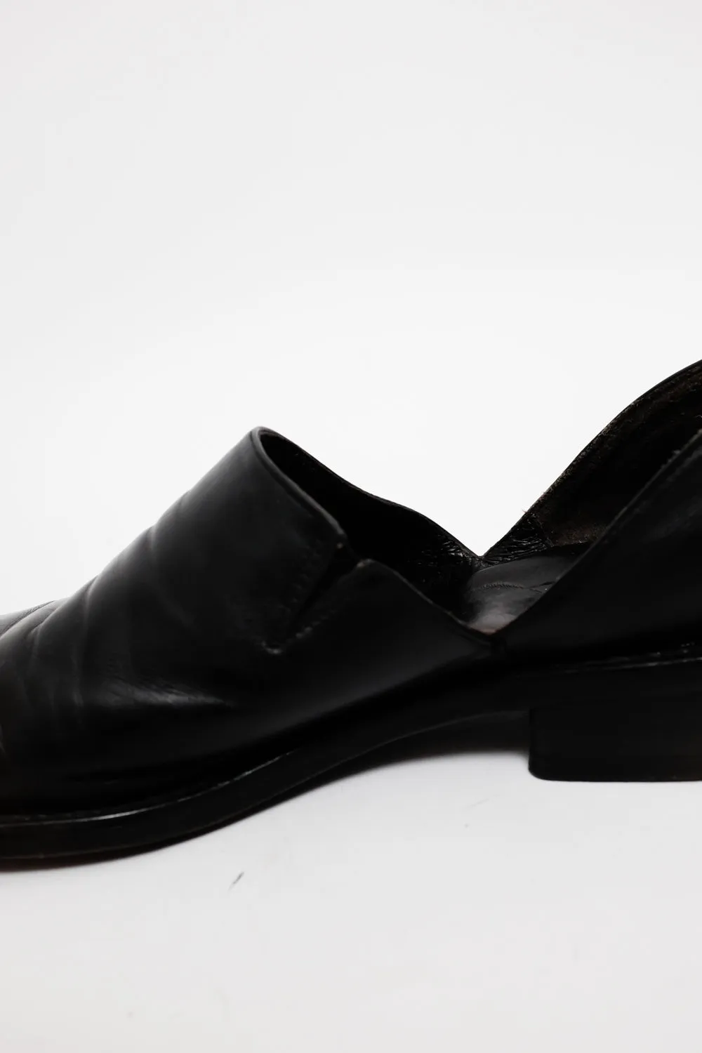 SQUARE TOE 38 BLACK ITALY LEATHER SHOES