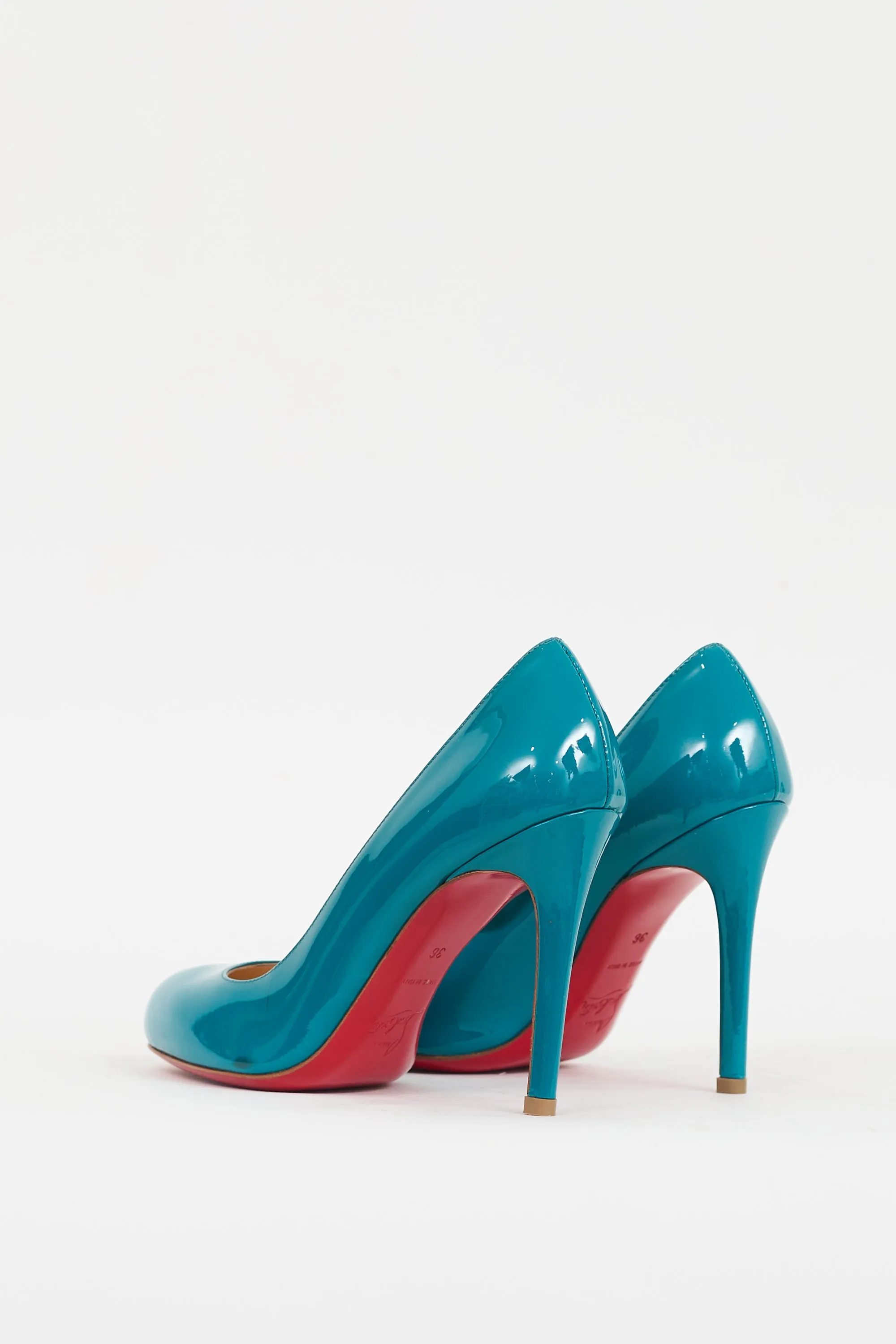 Teal Patent Leather Simple Pump