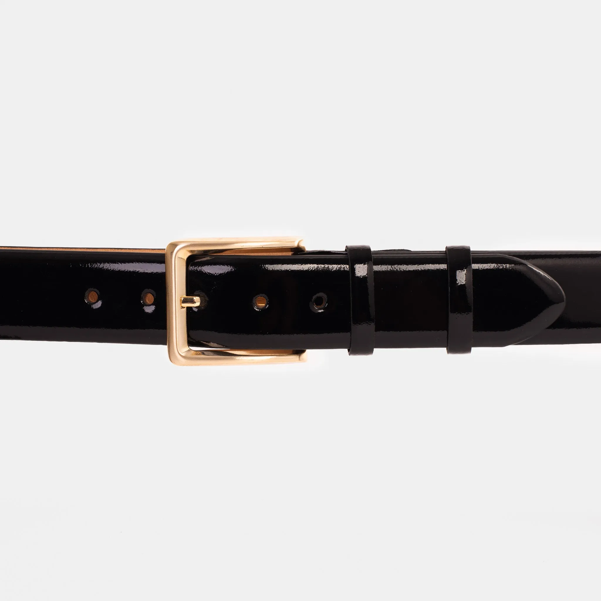 The Jupiter Black Patent Spike Leather Belt