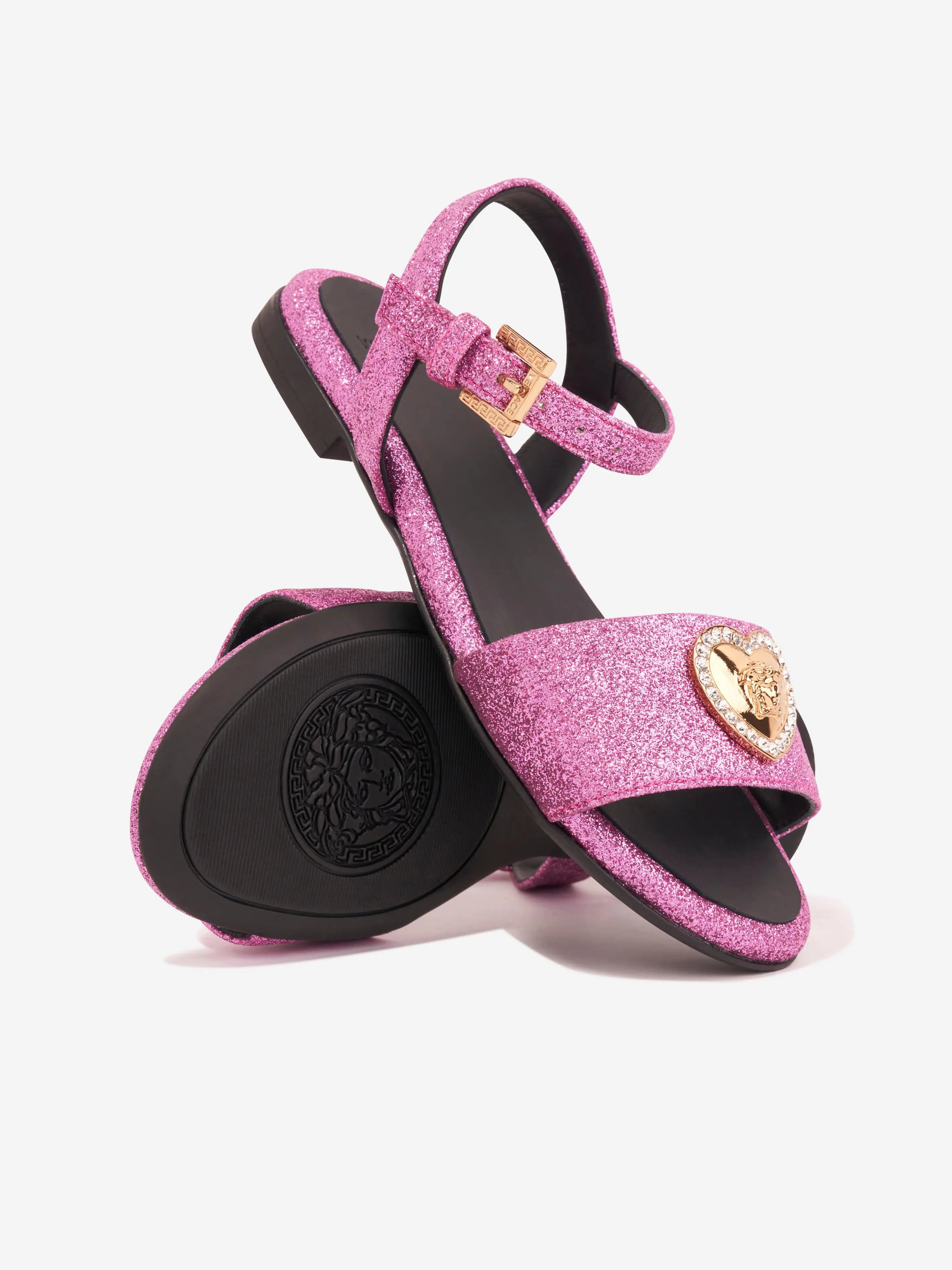 Versace Girls Medusa Heart Sandals in Pink