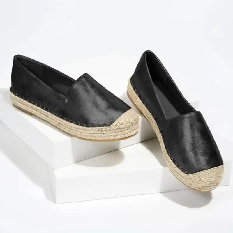 Vintage Flat PU Women's Shoes in Black, Gold, and Gray Brown