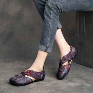 Vintage Printed Hollow Out Women Shoes