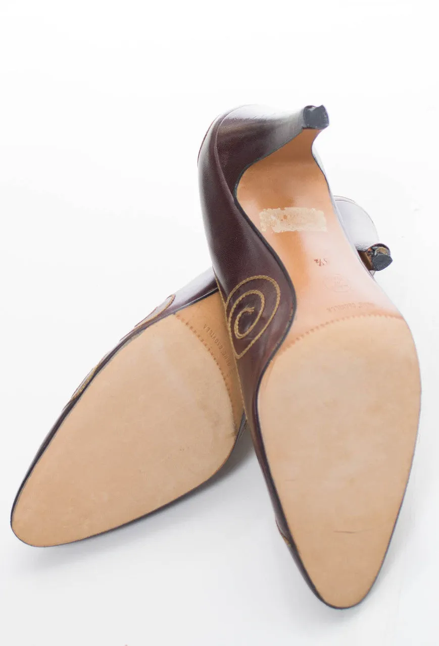 Vintage Rene Caovilla for Valentino Garavani Brown Leather Pumps 8.5