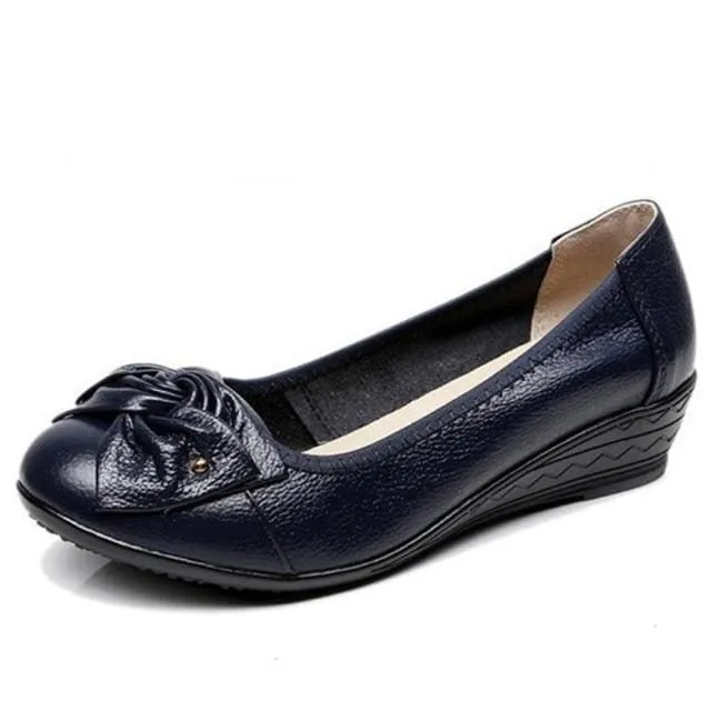 Vintage Wedges Genuine Leather Women Pumps