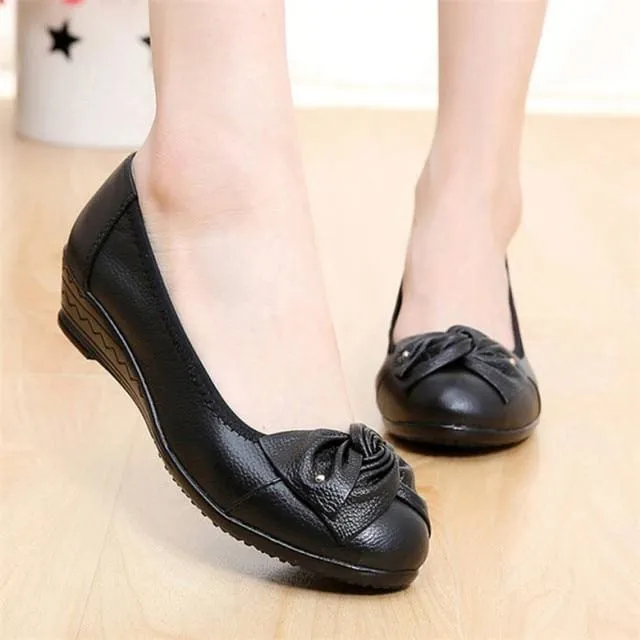 Vintage Wedges Genuine Leather Women Pumps