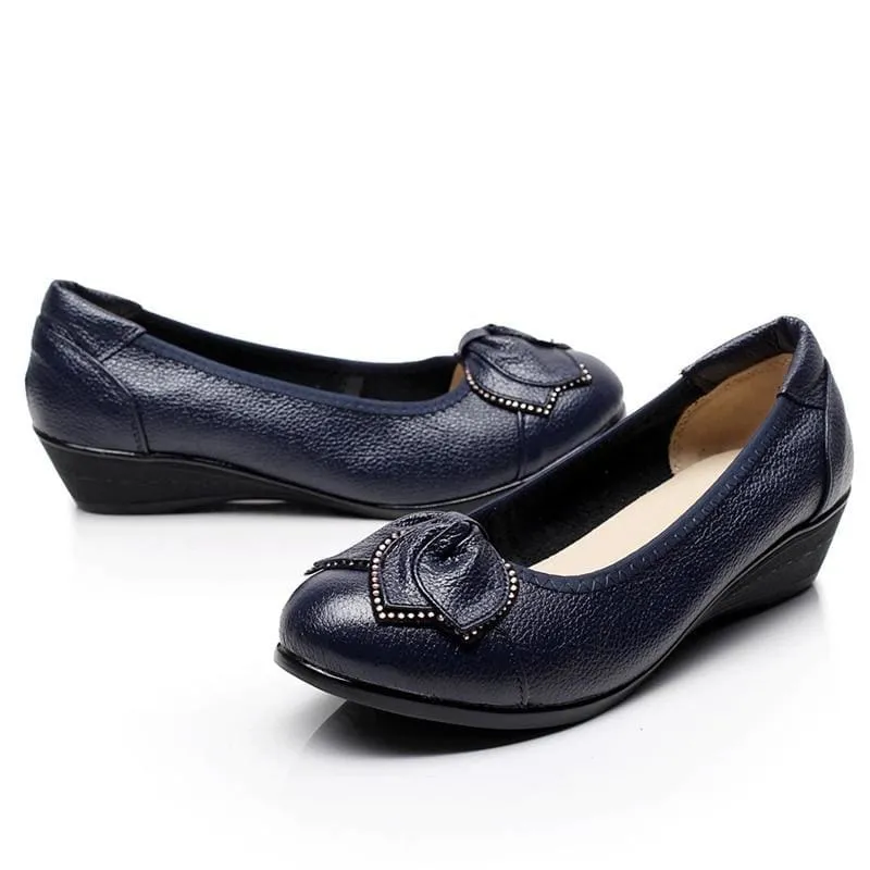 Vintage Wedges Genuine Leather Women Pumps