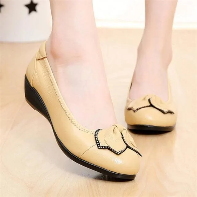 Vintage Wedges Genuine Leather Women Pumps