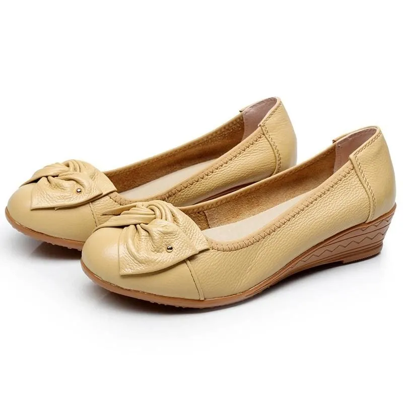 Vintage Wedges Genuine Leather Women Pumps