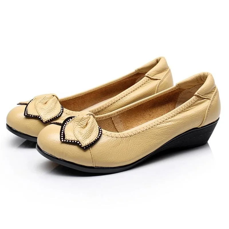 Vintage Wedges Genuine Leather Women Pumps